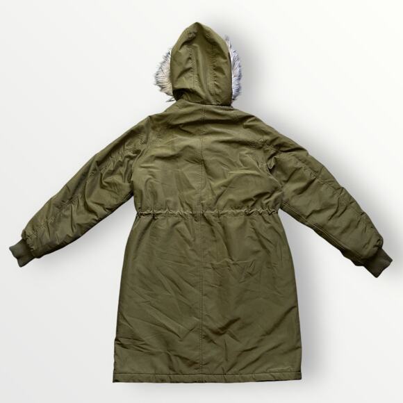 H&M Padded Parka Jacket Green Women's XS - Picture 2 of 6
